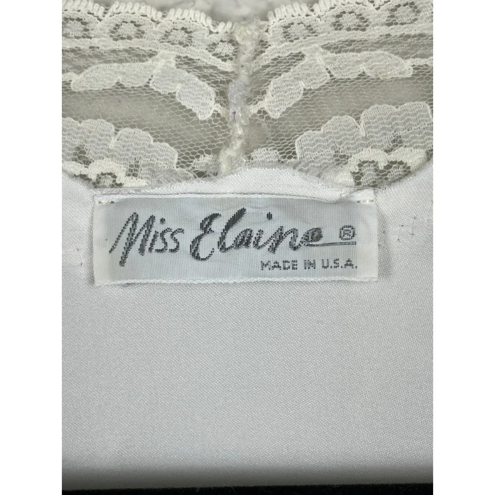 Vtg Miss Elaine CHIFFON PEIGNOIR Robe HOUSECOAT Large White Sheer Union Made USA